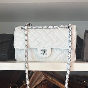 Chanel Classic White Quilted Shoulder Bag